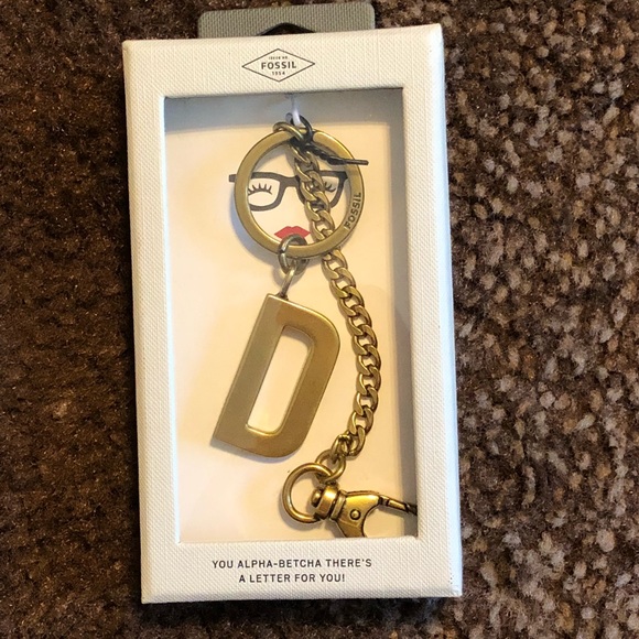 Fossil Accessories - Fossil Letter D Keychain - Bag Charm New